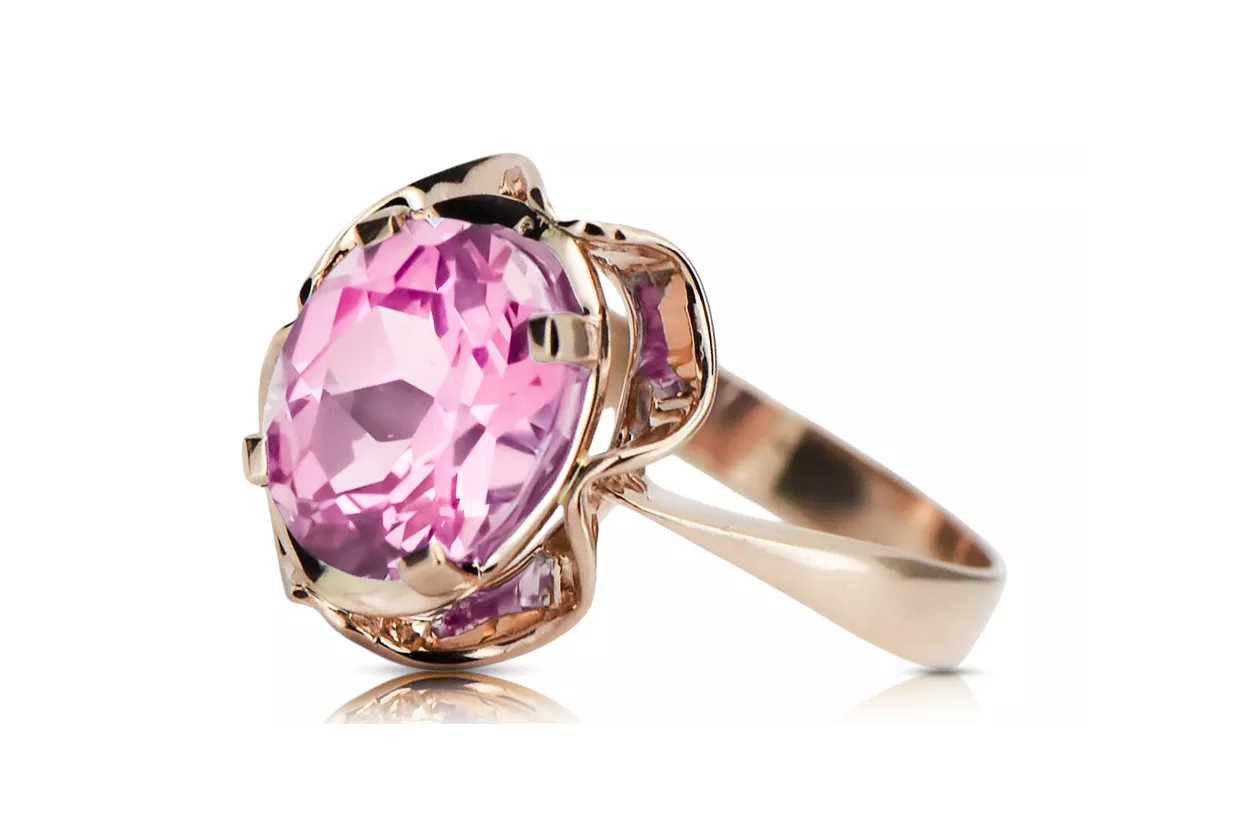 Originales Vintage-Roségold aus 14 Karat Amethyst Ring Vintage Handwerk vrc206r